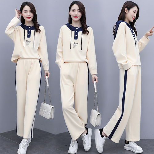 芷墨服飾2022春秋裝時尚針織上衣闊腿褲兩件套裝女